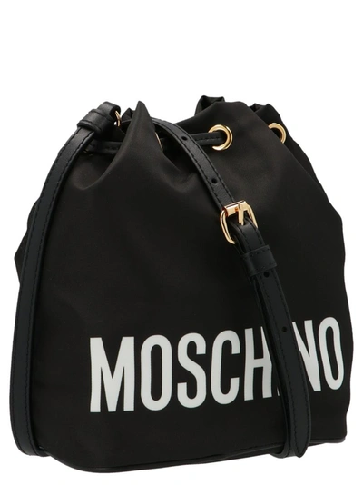 Shop Moschino Italian Teddy Bear Bucket Bag In Black