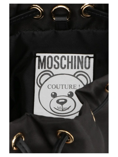 Shop Moschino Italian Teddy Bear Bucket Bag In Black
