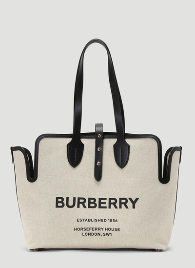 Burberry Medium Logo-print Cotton-canvas Tote Bag In Black | ModeSens