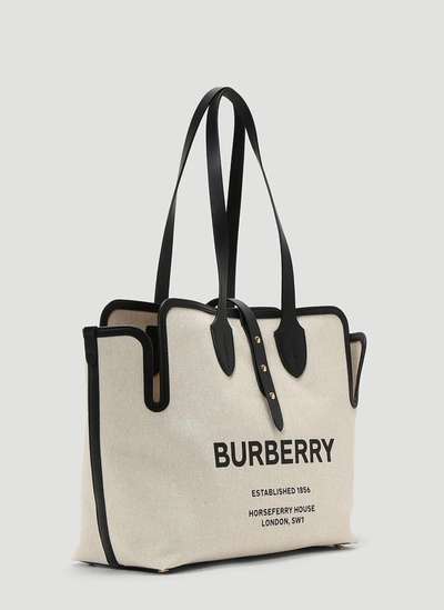 Shop Burberry Medium Soft Belt Tote Bag In Beige