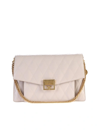 Shop Givenchy Gv3 Quilted Medium Shoulder Bag In Beige