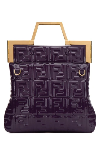 Shop Fendi Ff Logo Embossed Shopper Tote Bag In Purple