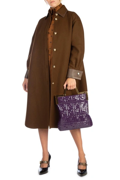 Shop Fendi Ff Logo Embossed Shopper Tote Bag In Purple