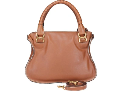 Shop Chloé Marcie Stitching Detail Tote Bag In Brown