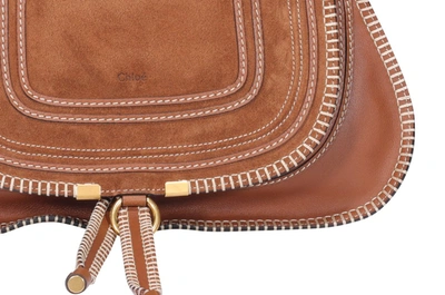 Shop Chloé Marcie Stitching Detail Tote Bag In Brown