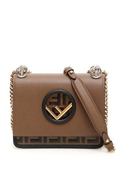 Shop Fendi Kan I F Small Shoulder Bag In Brown