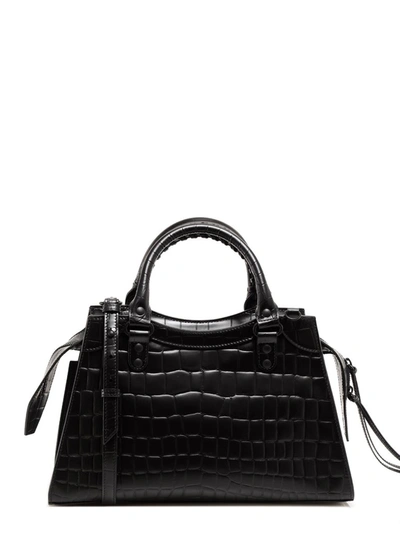 Shop Balenciaga Neo Classic Small Embossed Top Handle Bag In Black