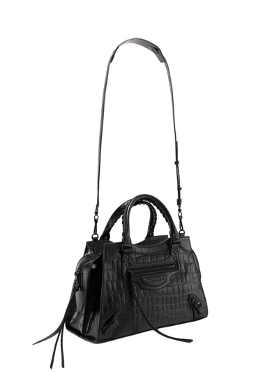 Shop Balenciaga Neo Classic Small Embossed Top Handle Bag In Black