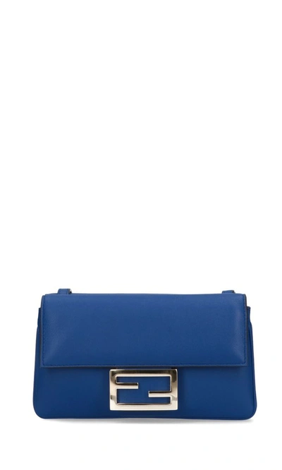 Shop Fendi Baguette Mini Shoulder Bag In Blue