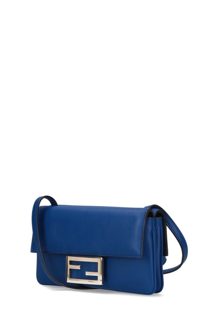 Shop Fendi Baguette Mini Shoulder Bag In Blue