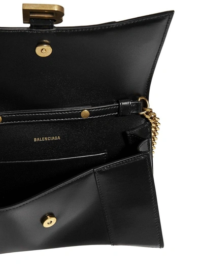 Shop Balenciaga Hourglass Chain Shoulder Bag In Black