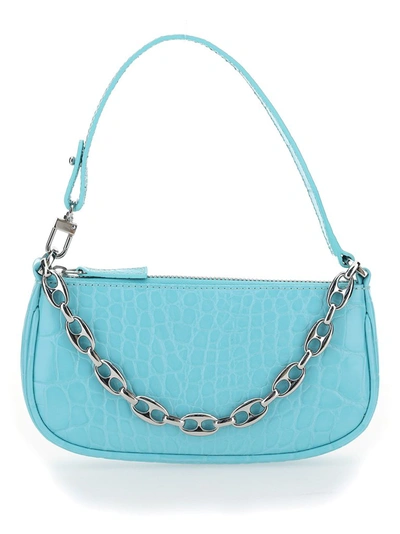 Shop By Far Mini Rachel Embossed Shoulder Bag In Blue