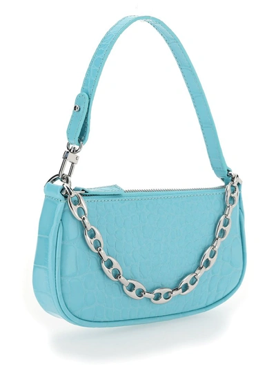 Shop By Far Mini Rachel Embossed Shoulder Bag In Blue