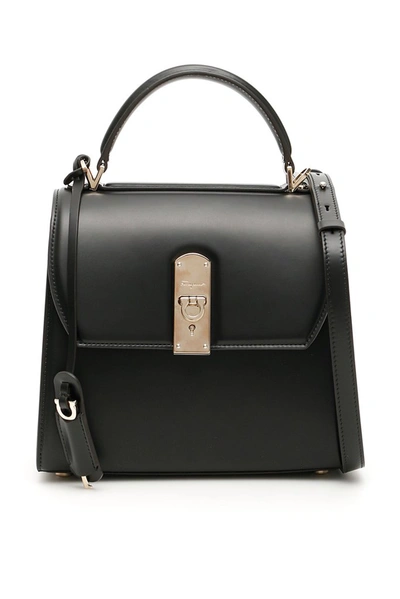 Shop Ferragamo Salvatore  Boxyz Medium Top Handle Bag In Black