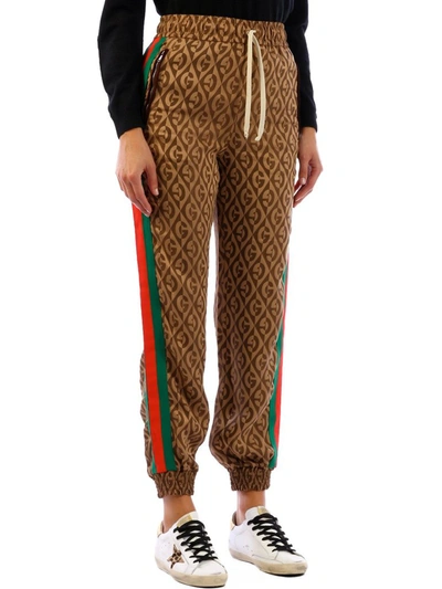 Shop Gucci G Rhombus Side Striped Track Pants In Beige