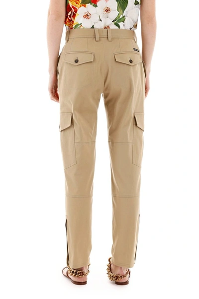 Shop Dolce & Gabbana Tapered Cargo Trousers In Beige