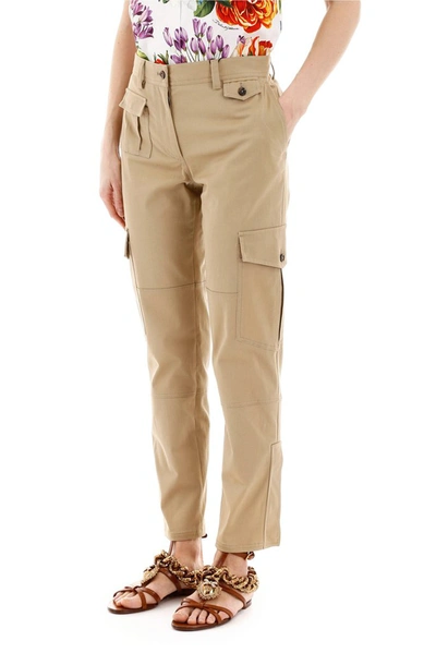 Shop Dolce & Gabbana Tapered Cargo Trousers In Beige