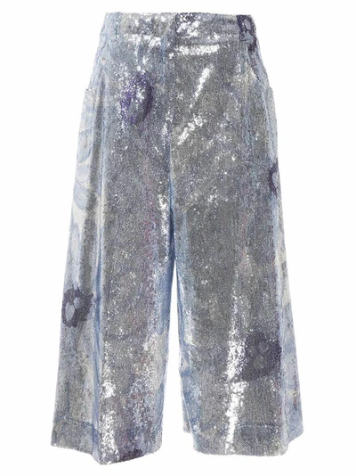 Shop Jacquemus D'homme Sequins Culottes In Silver