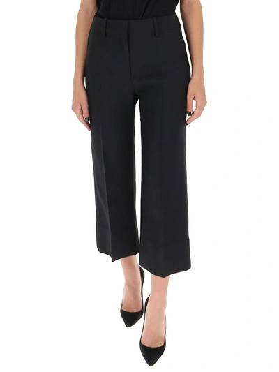 Shop Valentino Cropped Wide Leg Pants In Black