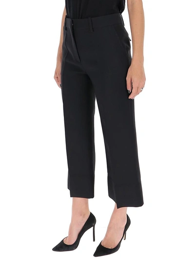 Shop Valentino Cropped Wide Leg Pants In Black