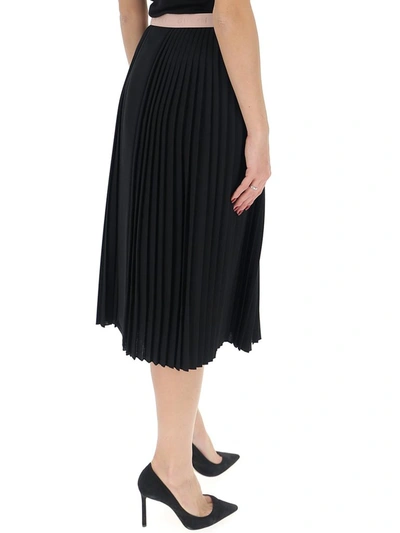 Shop Gucci Contrasting Trim Pleated Skirt In Black