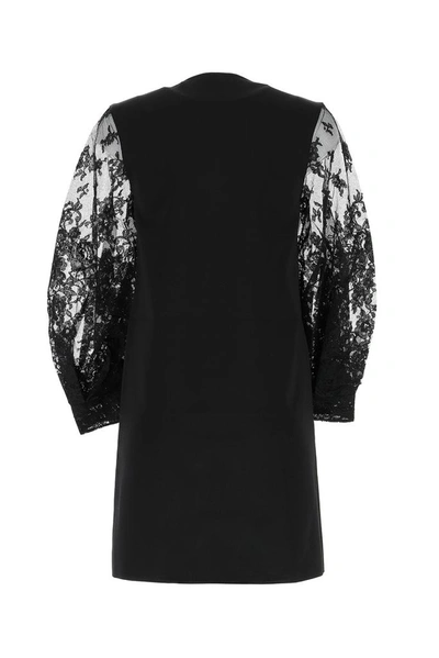 Shop Givenchy Lace Sleeve Mini Dress In Black