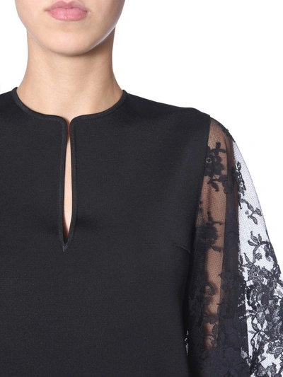 Shop Givenchy Lace Sleeve Mini Dress In Black