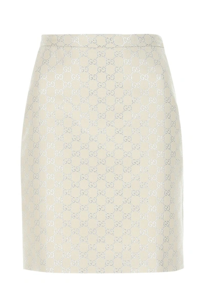 Shop Gucci Gg Lamé Mini Skirt In White