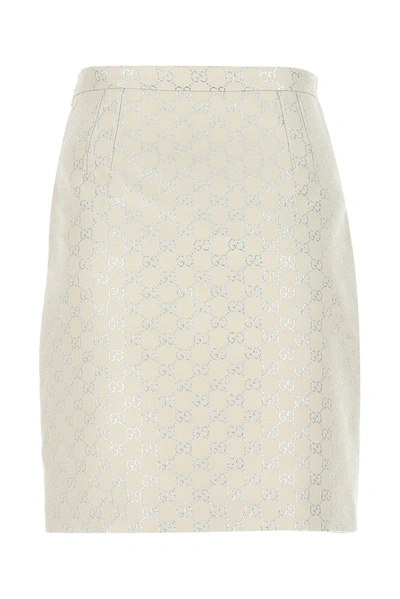 Shop Gucci Gg Lamé Mini Skirt In White