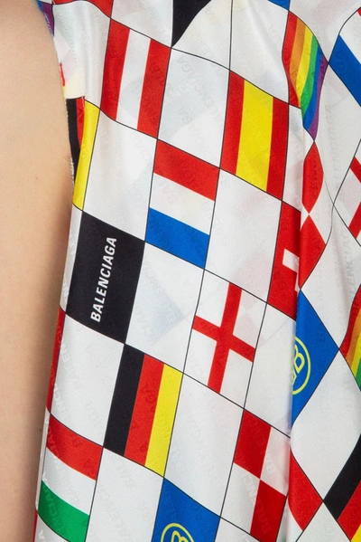 Shop Balenciaga Flag Printed Sleeveless Dress In Multi