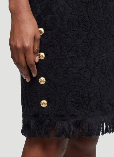 Shop Marine Serre Button Embellished Pencil Skirt In Black