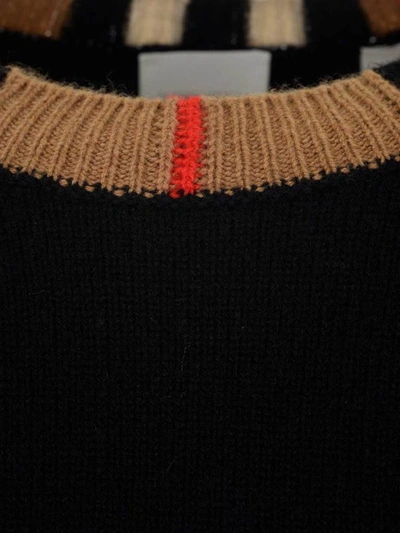 Shop Burberry Icon Stripe Trim Sweater In Black