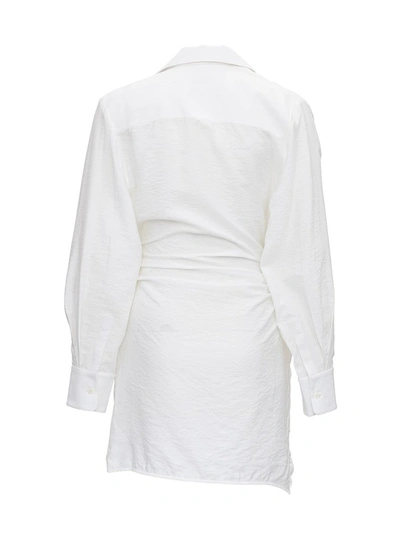 Shop Jacquemus La Robe Bahia Knotted Shirt Dress In White