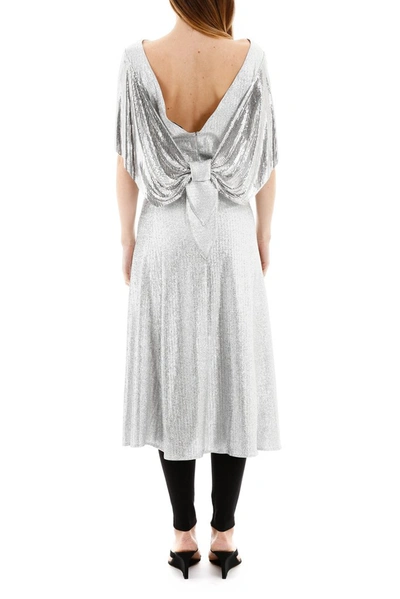 Shop Paco Rabanne Glittered Chainmail Midi Dress In Silver