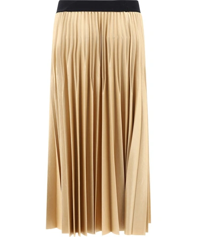 Shop Givenchy Logo Band Pleated Skirt In Beige