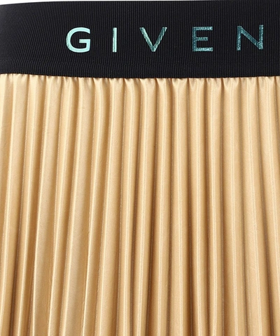 Shop Givenchy Logo Band Pleated Skirt In Beige