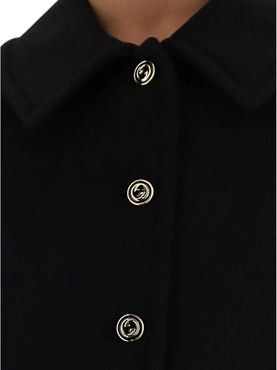 Shop Gucci Logo Button Coat In Black