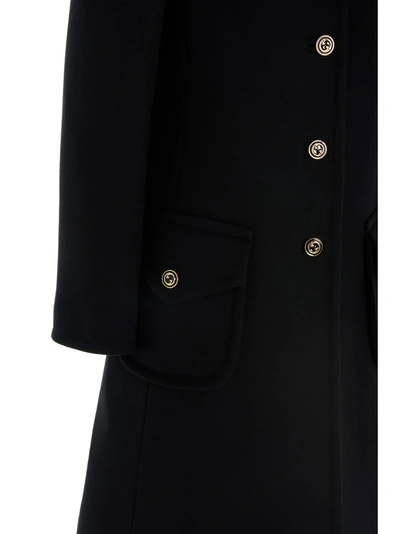 Shop Gucci Logo Button Coat In Black