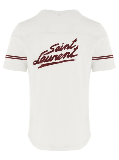 Shop Saint Laurent 50s Signature Destroyed T In White
