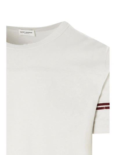 Shop Saint Laurent 50s Signature Destroyed T In White