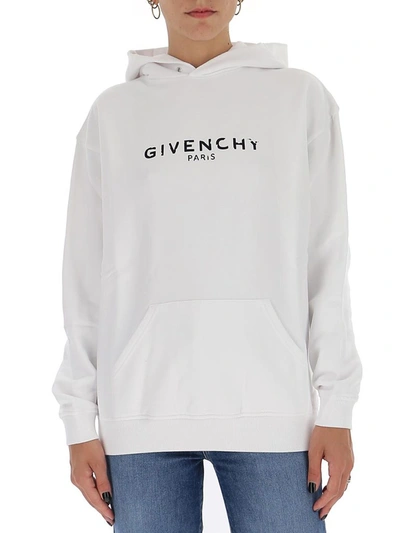 Shop Givenchy Logo Printed Hoodie In White