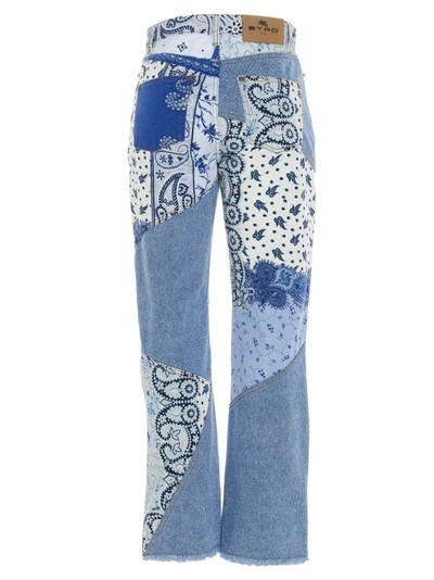 Shop Etro Paisley Patchwork Denim Jeans In Blue