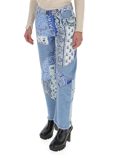 Shop Etro Paisley Patchwork Denim Jeans In Blue