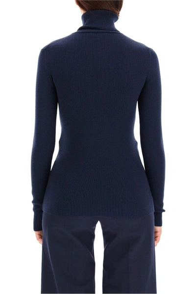 Shop Kenzo Tiger Embroidered Turtleneck Sweater In Navy