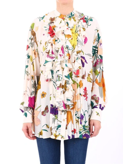 Shop Gucci Floral Print Blouse In Multi