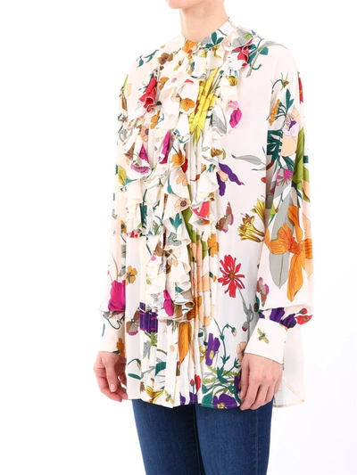 Shop Gucci Floral Print Blouse In Multi