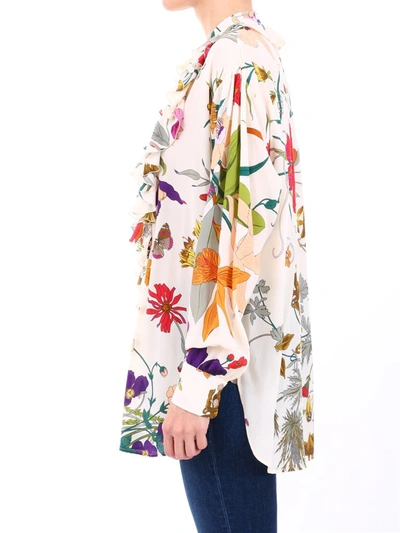 Shop Gucci Floral Print Blouse In Multi