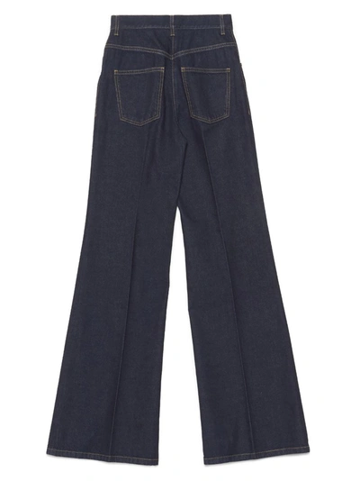 Shop Prada Flared Denim Jeans In Blue