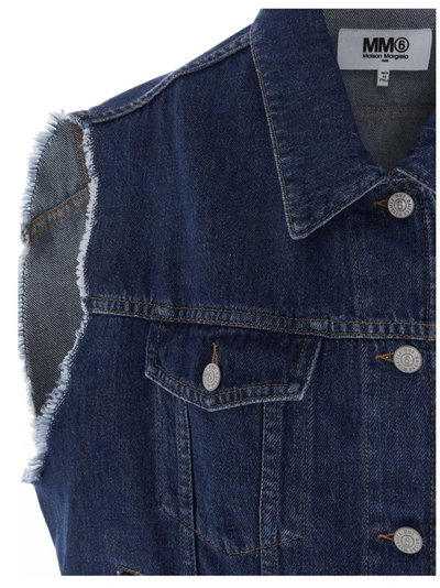 Shop Mm6 Maison Margiela Circular Denim Vest In Blue