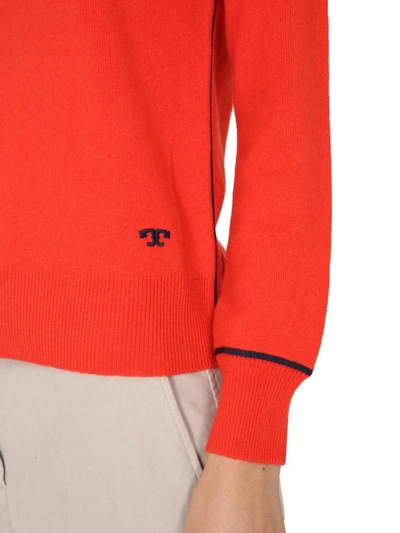 Shop Tory Burch Contrast Trim Pullover In Red